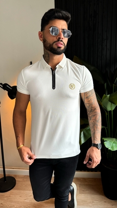 GOLA POLO VERSACE ZIPER PREMIUM - BRANCA