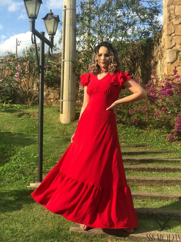 Vestido vermelho store godê