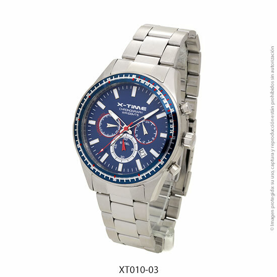 Reloj analogo X TIME malla metal multifuncion