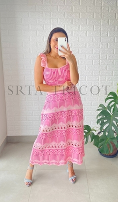 Vestido Tricot Midi Alça Babados