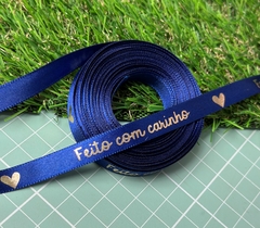 Fita de Cetim Personalizada - Azul 10mm (Feito com carinho)