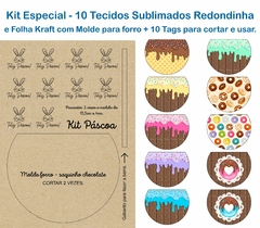 Kit Especial - 10 Tecidos Sublimados Redondinha + Tags