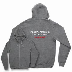 Buzo/Campera Unisex PESCA AMIGOS ASADO VINO 01