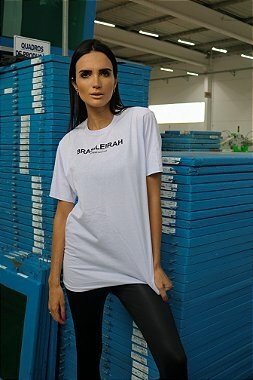 T-Shirt Feminina Branca 100% Algodão Estampa Brasileirah