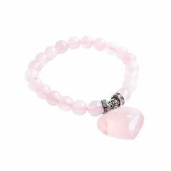 Pulseira de Quartzo Rosa com berloque