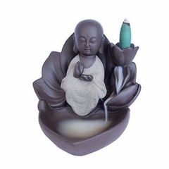 Incensário Cascata Buda Em Porcelana + 10 Incensos