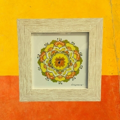 Quadro Mandala pintada à mão - Mantra EU FAÇO - 3º Chakra