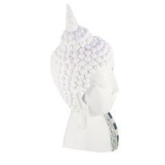 Buda busto branco com tecido geométrico - comprar online