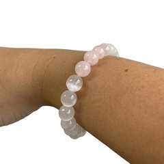 Pulseira De Selenita com Quartzo Rosa - comprar online