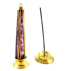Incensário torre de vidro lilás