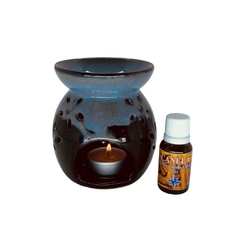 Rechô Aromatizador Flor em Cerâmica - Azul e Preto - comprar online