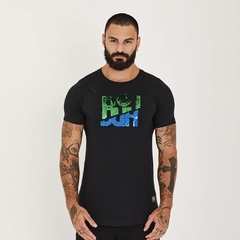 Camiseta Buh Paete Reversível Preta Slim Barra Arredondada