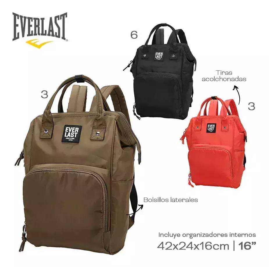 MOCHILA EVERLAST MUJER MULTIUSO URBANA IMPERMEABLE