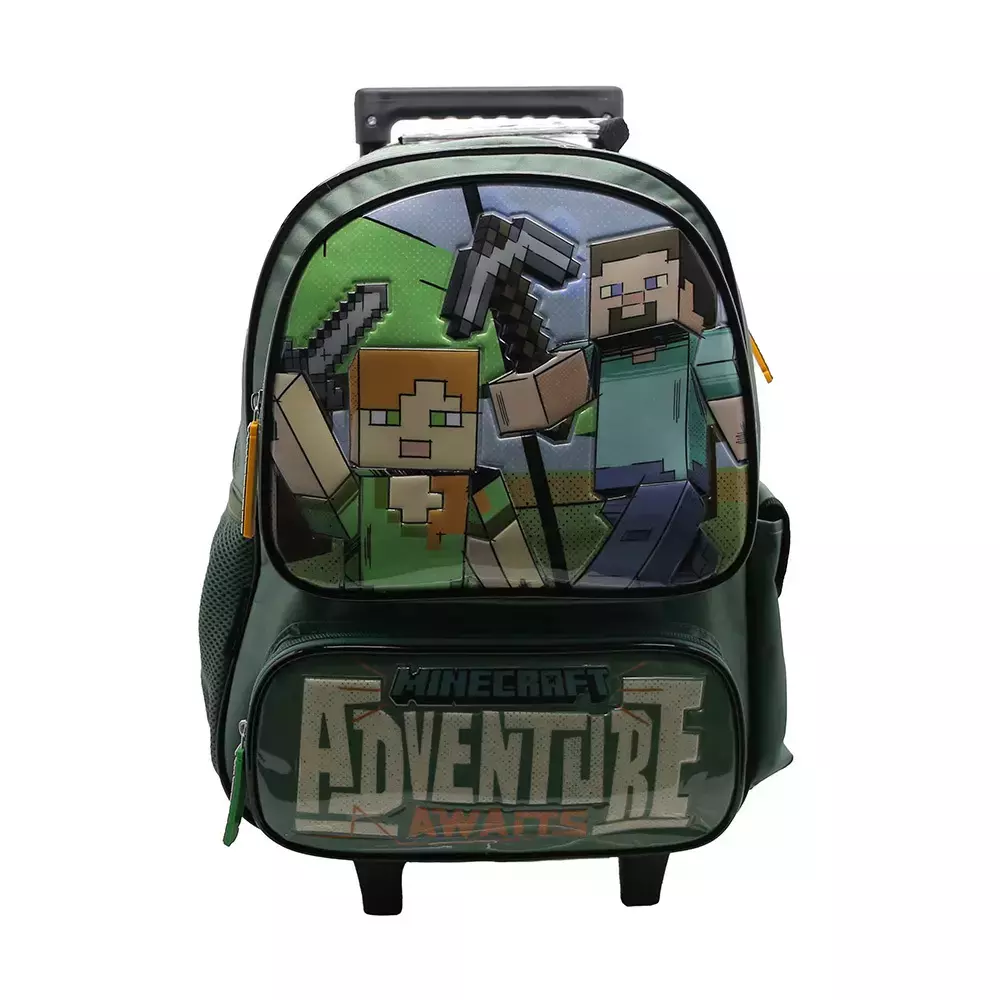 MOCHILA ESCOLAR CON CARRO 16 PULG MINECRAFT ORIGINAL