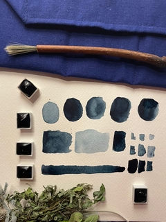 tinta aquarela vegetal azul índigo genuino - produzida com pigmento vegetal. - Poética do Habitar