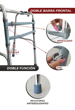 Andador De Aluminio Plegable Paso A Paso Doble Función - Ortopedia Libertad Srl