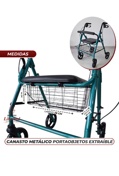Andador Ortopédico Plegable C/ruedas, Frenos, Asiento y Canasto - tienda online