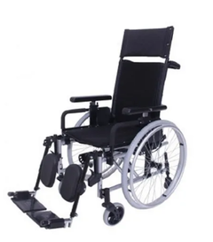 Silla De Ruedas Macizas 60/15 Reclinable Desmontable Plegable. Chasis Aluminio, Tapizados Color Negro. Asiento 41cm