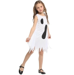 Fantasia Halloween Fantasminha Infantil Vestido E Capa