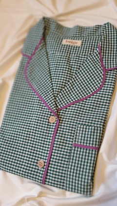 Sleep Feminino Vichy Verde Mini com Roxo - Sob Encomenda - Beige Homewear