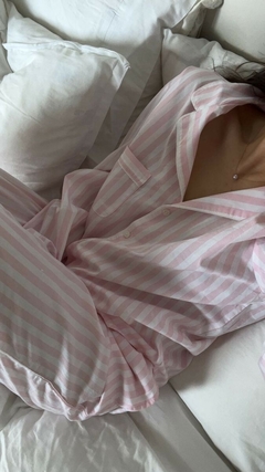 Sleep Feminino Listrado Rosa com Branco - Sob Encomenda
