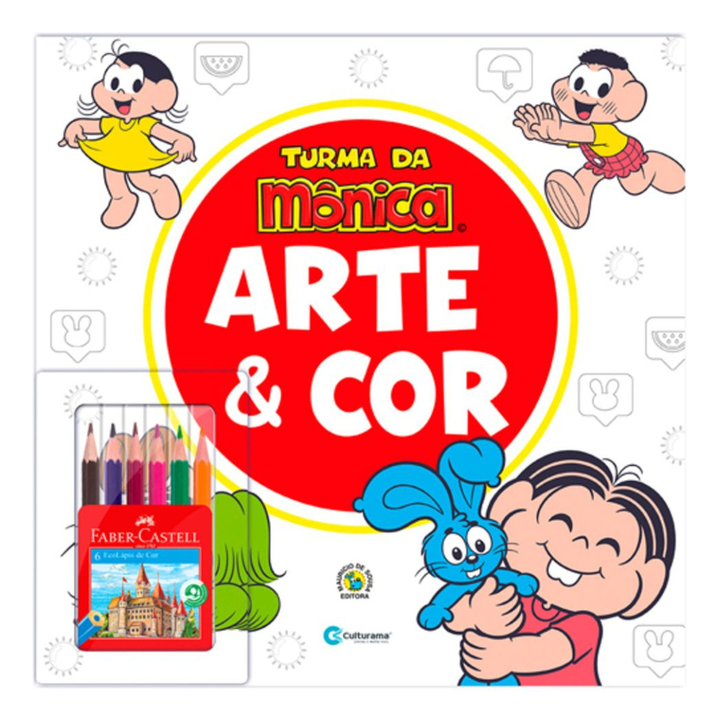 Livro de Colorir Arte e Cor Turma da Mônica + Lápis de cor Culturama
