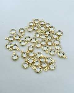 Pingente 6mm cristal folheado 3 milesimos ouro