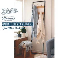 Manta Tejida Palette Con Borlas Sillón O Pie De Cama Natural - comprar online