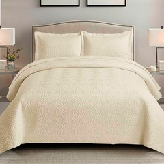 Set Cubrecama Punzonado King Size Beige