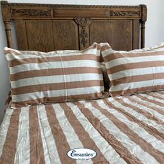 Cubrecama California en Tusor Rayas Beige 2 Plazas y 1/2 - comprar online