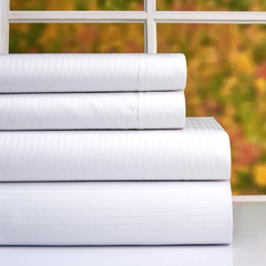 Sabanas Danubio 300 Hilos Queen Size Blanca Raya - comprar online