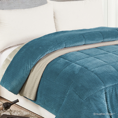 Acolchado Flannel Panal King Size Dark Aqua - Ensueños Hogar