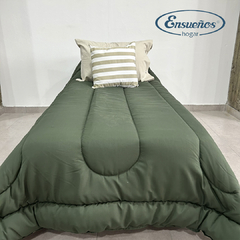 Acolchado Verde / Beige Reversible 1 Plaza y 1/2 - comprar online