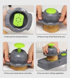 CUTTER MIX PRO - Mandolina Picador Cortador Rallador De Verduras 14 en 1 - Macarons Bazar