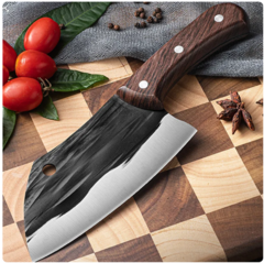 Cuchillo Tipo Hacha De Acero Mango Madera Cocina