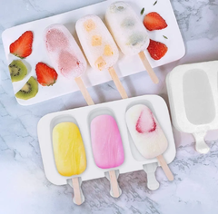 Molde De Silicona Paleta De Helado Freezer x3