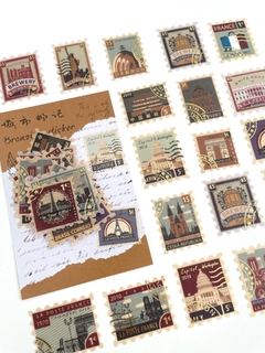 Kit de adesivos "selos" vintage “Cidades” na internet