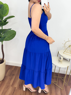 Vestido longo de alça Milene azul - MM Conceito