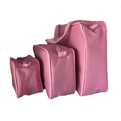 Kit com 3 necessaires com 3 tamanhos diferentes inteira NAILON (tecido) ROSA - comprar online