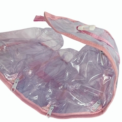 Kit com 5 necessaire organizadora TRANSPARENTE E ROSA - Gii Matos Makeup