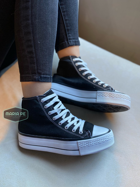 Zapatillas botitas negras mujer deals