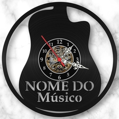 Personalizado Nome Relógio Parede Violão Musica Vinil Lp