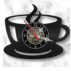 Relógio Parede Xícara Café Chá Cozinha Disco Vinil Lp Decor - comprar online