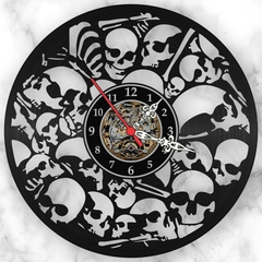 Relógio Parede Esqueletos Caveiras Crânios Rock Vinil Lp - comprar online