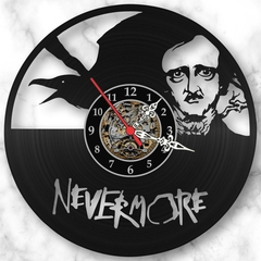 Relógio Nevermore Edgard Allan Poe Terror Nerd Geek Vinil Lp - comprar online
