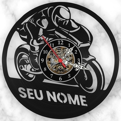 Relógio Personalizado Nome Moto Motociclista Corrida Vinil - comprar online