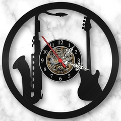 Relógio Parede Saxofone Guitarra Jazz Rock Musica Vinil Lp - comprar online