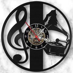 Relógio Parede Vitrola Clave De Sol Musica Vinil Lp Retrô - comprar online