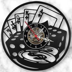 Relógio Parede Jogos Poker Dados Vinil Lp Decoração Retrô - comprar online