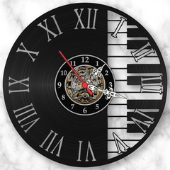 Relógio Parede Piano Teclado Vinil Lp Decor Retrô Vintage - comprar online